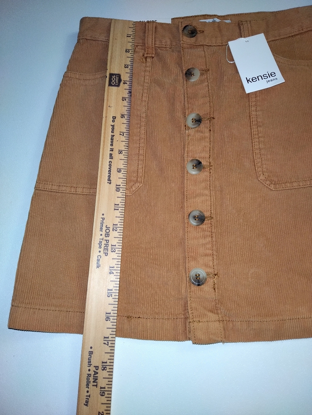 Kensie Women's Deep Camel Button-Front Look Corduroy Mini Skirt New Size 2/26 - Picture 4 of 5
